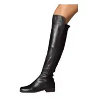 Stuart Weitzman 5050 Black Leather Over The Knee Leather Stretch Crepe Boots 5.5