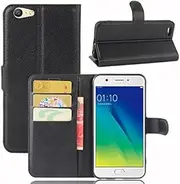 OPPO A57, MAXCASE Wallet Case with SlimCase - [Folio Style] PU leather wallet case with Card Holder Slot for OPPO A57 (Black)