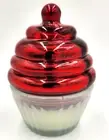 RED VELVET CUPCAKE CANDLE 3.1 oz SHINY RED FROSTING TOPPER W/CHERRY ON TOP