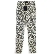 Decjuba Evie Animal High Rise Skinny Jean Womens Sz 10 Sahara Leopard Print New
