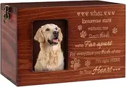 Cumule Pet Urns for Dog or Cat Ashes, Wooden Pet Cremation Urns with Photo Frame, Pet Memorial Keepsake Cat or Dog Memory Box with Black Flannel as Lining, Loss Pet Sympathy Remembrance Gift