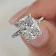 3.40 CT Radiant-Cut Moissanite Solitaire Engagement Rings 14K White Gold Plated