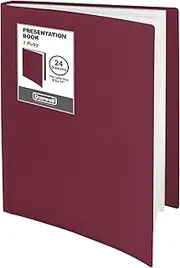 Dunwell Binder with Plastic Sleeves 24-Pocket, (Ruby) Presentation Book, 8.5 x 11 Portfolio Folder with Clear Sheet Protectors, Displays 48 Pages of Documents, Certificates, Keepsakes