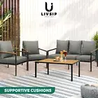 Livsip Outdoor Lounge Sofa Set Patio Furniture Table Chairs Garden Lounge Set