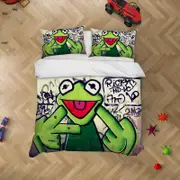 3D Graffiti Frog Quilt Cover Set Bedding Set Pillowcases 070