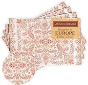 Maison d'Hermine Placemats Set of 4 100% Cotton Washable Cloth Place Mats, Reusable Table Mats for Kitchen Dining Decoration, Party, Wedding, Restaurant (Cachemire, 13" x 19")