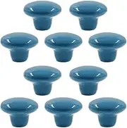 Auvotuis 10Pcs Cabinet Ceramic Knobs, 1.5Inch/ 38mm Blue Cute Drawer Knobs Round Dresser Knob Pull Handles with Screws for Cupboard, Wardrobe, Kitchen, Bedroom, Door, Kids' Room