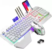 Wireless Gaming Keyboard and Mouse,Rgb Backlit Rechargeable Keyboard Mouse with