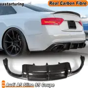 For Audi A5 Sline S5 Coupe 2012-16 REAL Carbon Rear Bumper Lip Diffuser Spoiler (for: Audi)