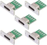 xiwai 5pcs USB Type C Female DIY OEM PC Board 24Pin USB 2.0 Pin Out Panel Mount Type Connector for Repair Replacement Parts