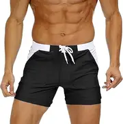 [Zingther] Men's Stretchy Quick-Dry Swim Trunks, 4" Inseam Shorts with Pockets
