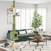 CostwayFloor to Ceiling Cat Tree with Adjustable Height and Extra Post-Green