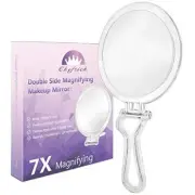 Double Sided Hand Held Mirror - 1X & 7X Magnifying Travel Makeup Mirror with ...