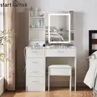 Dressing Table Stool Set Sliding Makeup Mirror Vanity Desk Bedroom Dresser Table