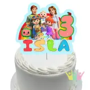 Cocomelon Cake Topper. PERSONALISED Lolly Bag Party Supplies Bunting Flag Deco