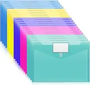COZY CORE 20 Pack Plastic File Folder Envelopes with Label Pocket and Snap Button,Clear Document Folders,Poly Envelopes for Home, Work, Office Organization