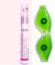 Manarya Sun's Heart Eye Care Combo of Advanced Under Eye Serum Roll On With Coffee, Cucumber, Niacinamide 15ml & Aloe Vera Cool Gel Eye Mask