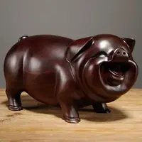 在飛比找蝦皮商城精選優惠-新款 限時 黑檀木雕福豬擺件實木十二生肖動物家居客廳寓意裝飾