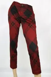 $795 New Gucci Womens Check Print Holiday Capri Pants Red Black 326489 6059