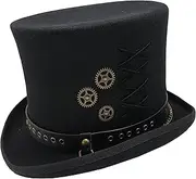 [Different Touch] 100% Wool Felt Victorian Mad Hatter Steampunk 6" Tall Magic Top Hats
