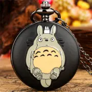 Antique Lovely Totoro Cat Unisex Kid Quartz Pocket Watch Necklace Pendant Chain