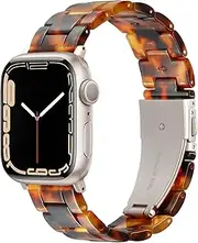 [Vamyzji] Compatible with Apple Watch Band 42mm(Series 10) 41mm 40mm 38mm, Adjustable iWatch Strap with Stainless Steel Buckle for Apple Watch Series 10 9 8 7 6 SE 5 4 3 2 1(Tortoise Shell Starlight)