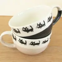 在飛比找樂天市場購物網優惠-日本製 美濃燒 黑貓湯碗 陶瓷碗 把手碗 情侶碗 夫妻碗 濃