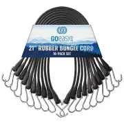 10 Pack 21" Rubber Bungee Cords with Hooks Straps with Crimped S Hooks