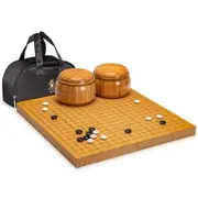 Shin Kaya 1.2" Go Game Set Board with Double Convex Stones and Bamboo Bowls