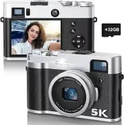 5K Digital Camera for Photography and Video Autofocus 48MP 16x with 32GB SD card