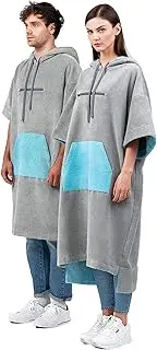 Couple Beach Towel Fast Absorbing Water Changing Robe Outdoor Sport Soft Warm Hooded Bath Towel Dress Poncho Swimming Cloak,Blue,75 * 112cm