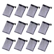 12Pack Black Nylon Mesh Drawstring Bags Small Travel Stuff Bags for Party Favors
