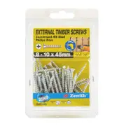 Zenith 8 - 10 x 45mm Galvanised Countersunk Rib Head Timber Screws - 50 Pack