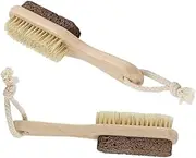 BATHVEVE 2pcs Double-sided Pig Bristle Foot Callus Brush Dead Skin Remover for Smooth Feet Care Portable Pedicure Accessory for Home Travel