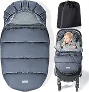 Orzbow Foot muff for pram Winter, Winter Foot muff pram with Large Hood, Warm Polar Fleece Lining, Zip, Removable and Washable (Grey)