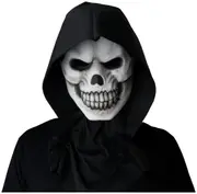 Skull White Skeleton Grim Reaper Horror Adult Mens Costume Light Up 1/2 Mask