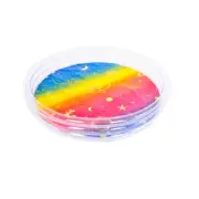 Pool Central 61.5" Inflatable Round 3 Ring Rainbow Kiddie Swimming Pool