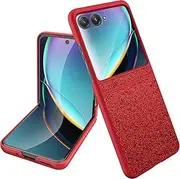 [Wousunly] Case for Motorola Razr 40 Ultra Glitter Silicone TPU Mobile Phone Case Motorola Razr 40 Ultra Thin Shockproof Case Protective Case Motorola Razr 40 Ultra Scratch-Resistant Non-Slip (Red)