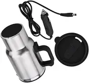 Tihebeyan 12V Car Heating Cup Compact Large Capacity Leak Proof Steel Cigarette Lighter Heating Mug Fits for Vehicles