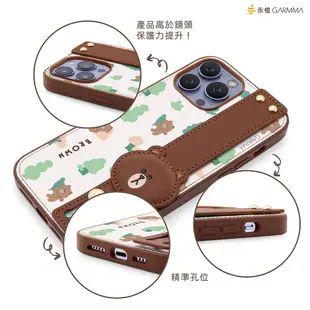 GARMMA LINE FRIENDS 手掌帶燙金皮革保護套 森林探險 IPHONE13 手機殼 保護殼 手機套 正版貨