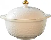 Soup Bowl with 2 Handles and Lid Ceramic Kitchen Dessert Nutritional Porridge Bird's Nest Stew Cup Creative Tableware