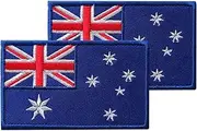 [RaymNord] 2PCS Australia Flag Embroidered Patches, Durable Australian Banner Tag,Hook Back Badge for DIY Applique Clothes Accessories