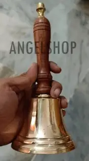 10" Solid Brass Hand Bell School Bell with Wood Handle Call Service Bell