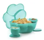 Tupperware Chip N Dip Serving Bowl Cover Dip Bowls Punch Bread Salad Large TEAL