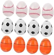 VICASKY 12pcs Refillable Easter Eggs with Sports Ball Design Openable Candy Storage Boxes for Party Favors Egg Hunts Decor Adorable Present Boxes for Easter Celebrations