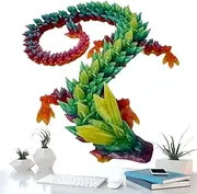 3D Dragon Toy - Articulated Dragon Toy - 11.8inch Joint Mobility Crystal Dragon 3D Printed for Home Car Desk Decor