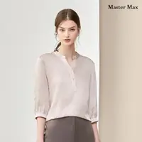 在飛比找momo購物網優惠-【Master Max】微光澤感V領素面七分袖上衣(8317