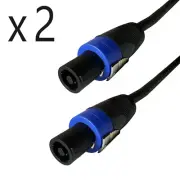 2 Pack 15ft Speakon Compatible Amp DJ PA Speaker Cable 2 Conductor 12 Gauge AWG