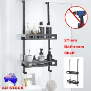 2 Tier Over Door Shower Caddy Bathroom Storage Rack Organizer Holder Shelf Bath