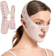 Face Lifting Bandage, Face Bandages, Tightening Protective Mask, Tightening, Face Mask of Double Chin, Reduce Pull-Up Plasters (Pink)